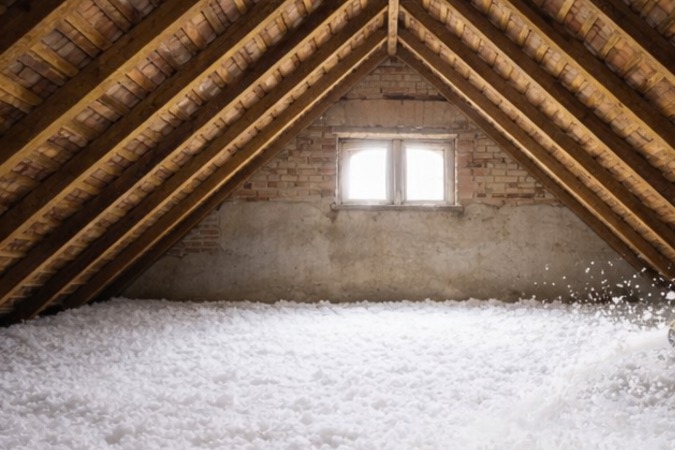 Buhardilla con aislamiento insuflado terminado